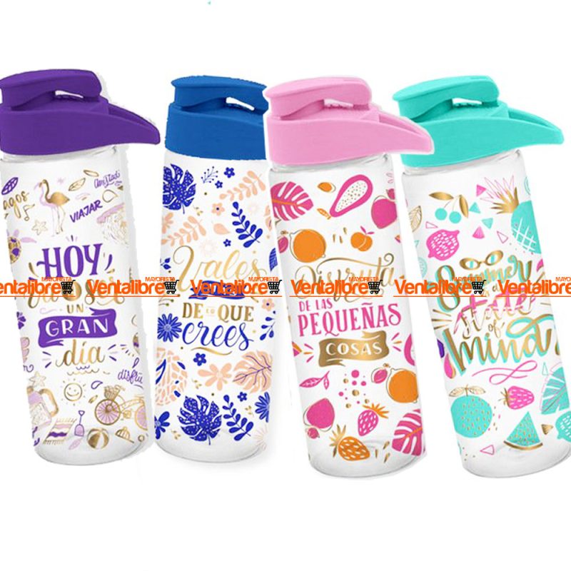 BOTELLA DEPORTIVA REFORZADA CON AGARRE X 750 ML. ESTAMPADA