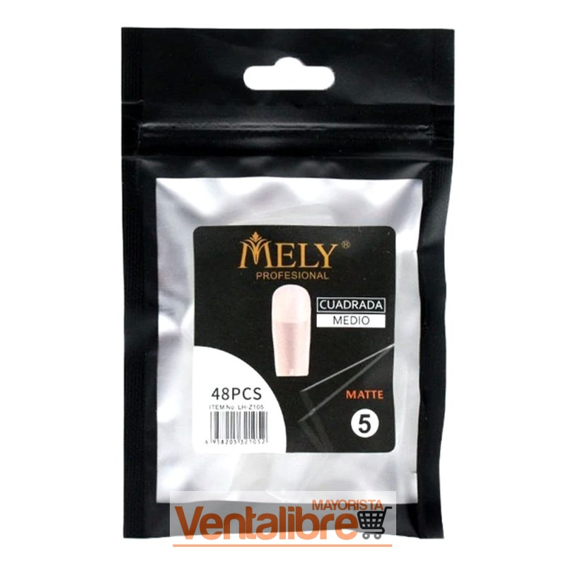 TIPS UÑAS CUADRADAS MATTE PRE LIMADA X 48 PCS.