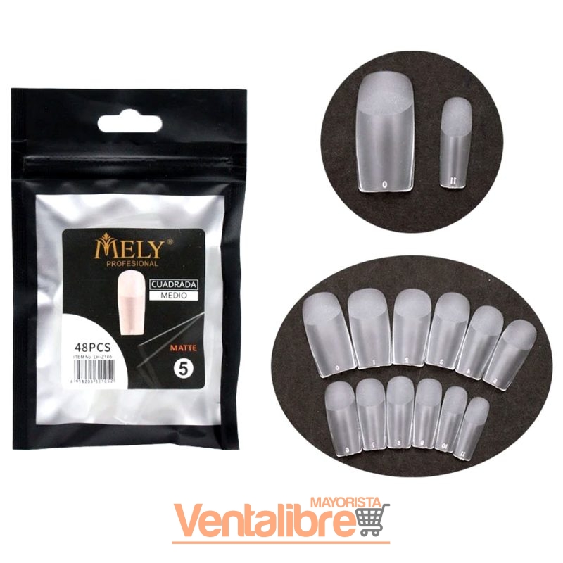 TIPS UÑAS CUADRADAS MATTE PRE LIMADA X 48 PCS. - Imagen 5