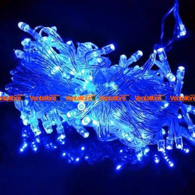 LUCES DE NAVIDAD PARA EXTERIOR IMPERMEABLE X 100 LED AZULES X 5 MTS.