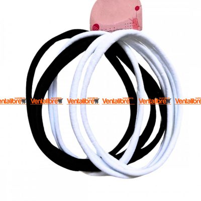 VINCHA ELÁSTICA DEPORTIVA BLANCO/NEGRO EXCELENTE ELASTICIDAD X 6 UNI.