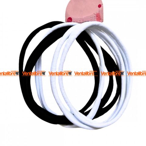 VINCHA ELÁSTICA DEPORTIVA BLANCO/NEGRO EXCELENTE ELASTICIDAD X 6 UNI.