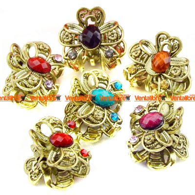 BROCHE CHICO METAL X 2 CM. COLOR ORO ROSA CON STRAS