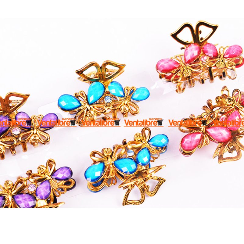 BROCHE GRANDE METAL X 5 CM. COLOR ORO CON STRASS