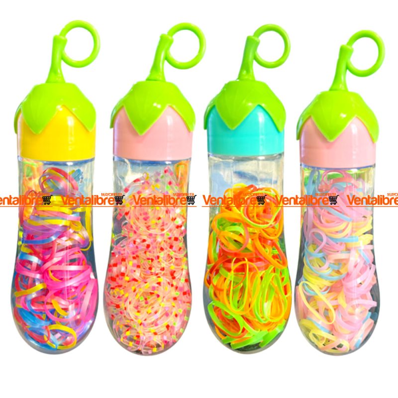 GOMITAS PARA EL PELO COLORES SURTIDOS EN ESTUCHE X 180 UNI.