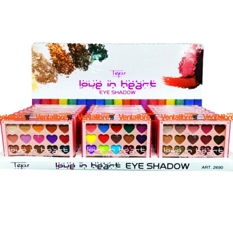 PALETA DE SOMBRAS X 15 COLORES MATTE Y SHINNING FORMA CORAZÓN - Imagen 2