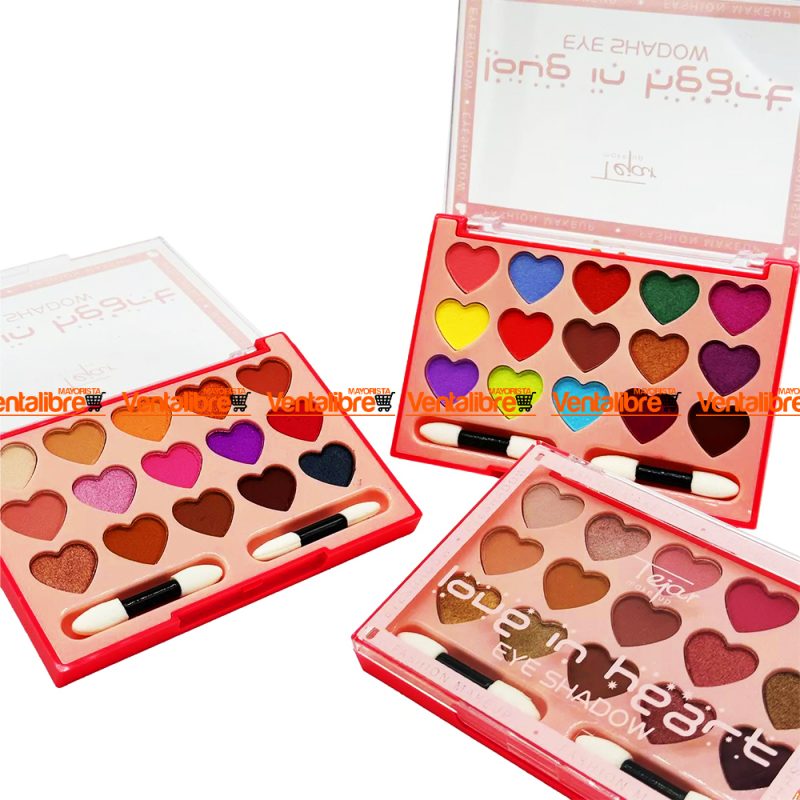 PALETA DE SOMBRAS X 15 COLORES MATTE Y SHINNING FORMA CORAZÓN