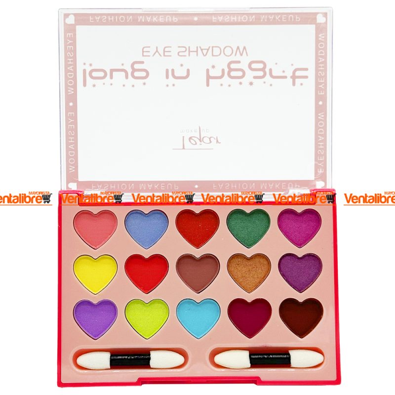PALETA DE SOMBRAS X 15 COLORES MATTE Y SHINNING FORMA CORAZÓN - Imagen 5