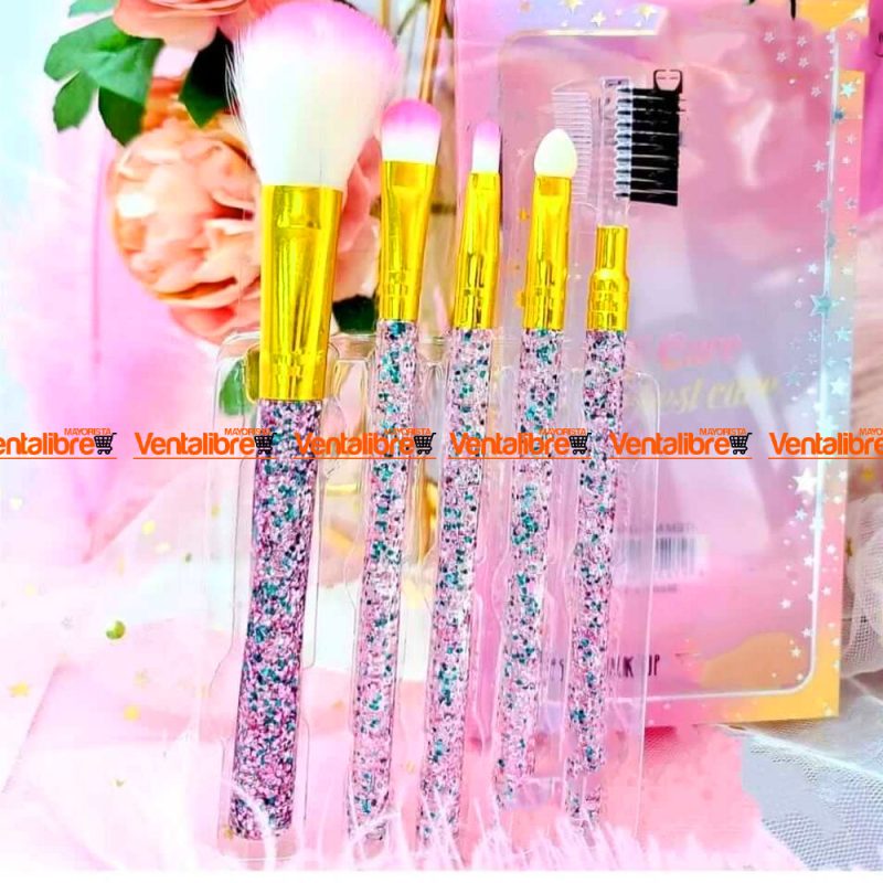 SET DE BROCHAS CON GLITTER X 5 PCS. EN BLISTER