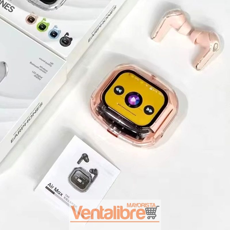 AURICULAR BLUETOOTH AIR MAX PANTALLA TÁCTIL DIGITAL 30 MAH 100 HZ-10 KHZ