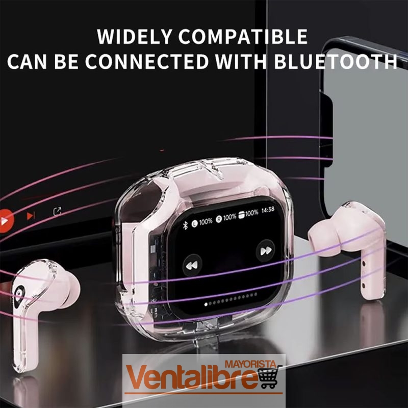 AURICULAR BLUETOOTH AIR MAX PANTALLA TÁCTIL DIGITAL 30 MAH 100 HZ-10 KHZ - Imagen 4
