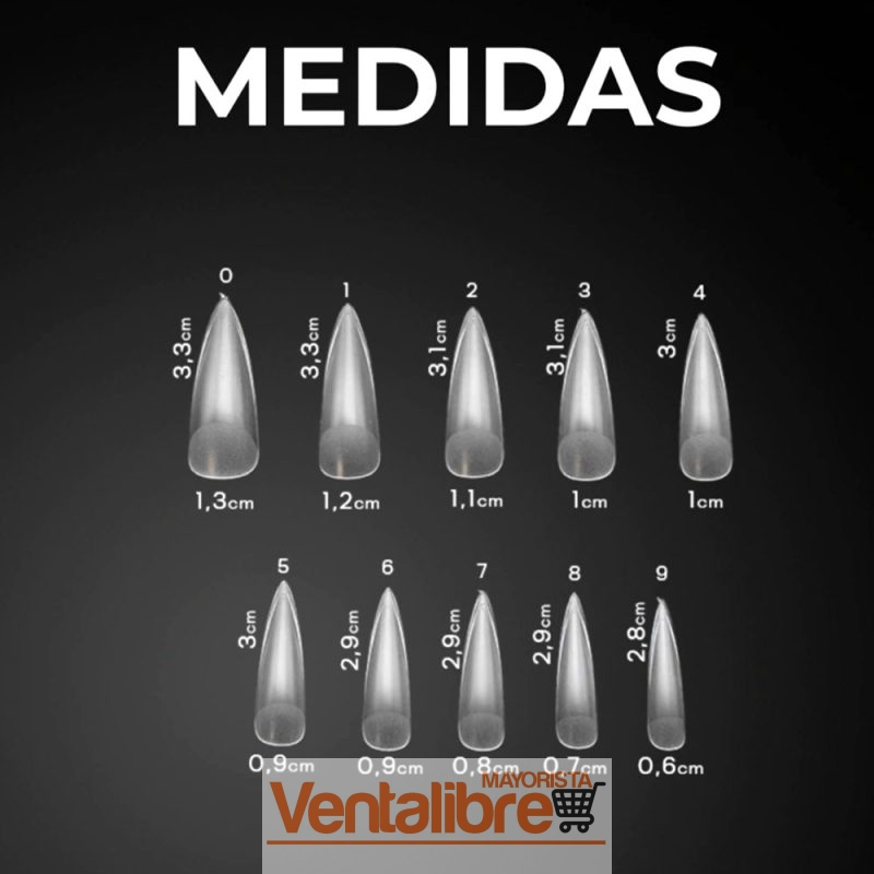 TIPS PARA SOFT GEL FORMA STILETTO PRE LIMADAS MATTE X 100 PCS. - Imagen 3