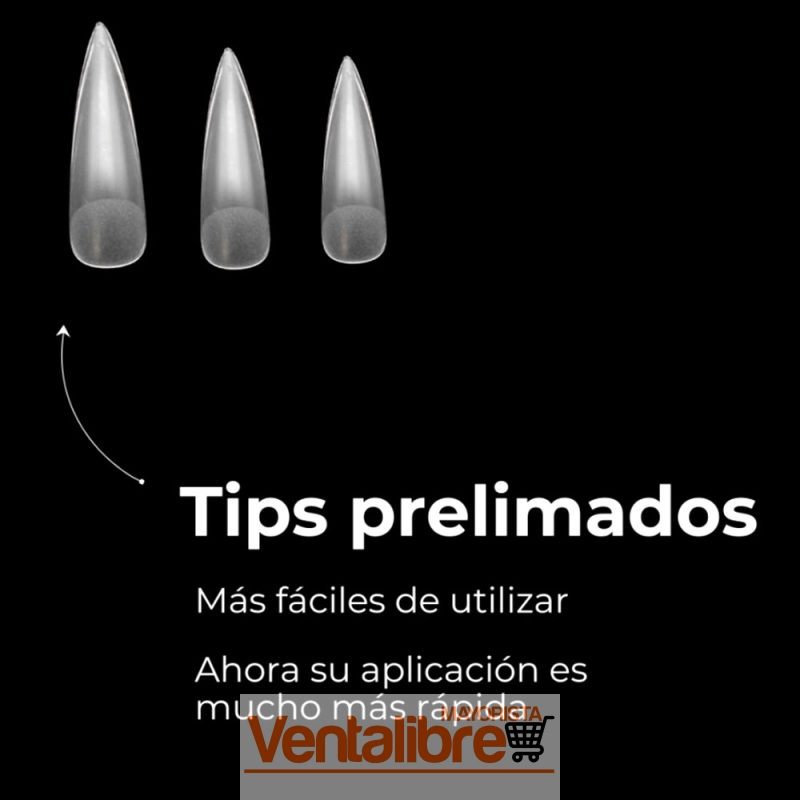 TIPS PARA SOFT GEL FORMA STILETTO PRE LIMADAS MATTE X 100 PCS. - Imagen 2