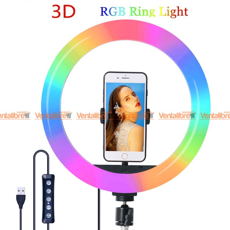 ARO DE LUZ LED 3D DE 33" PULGADAS RGB+BLANCO+CALIDO