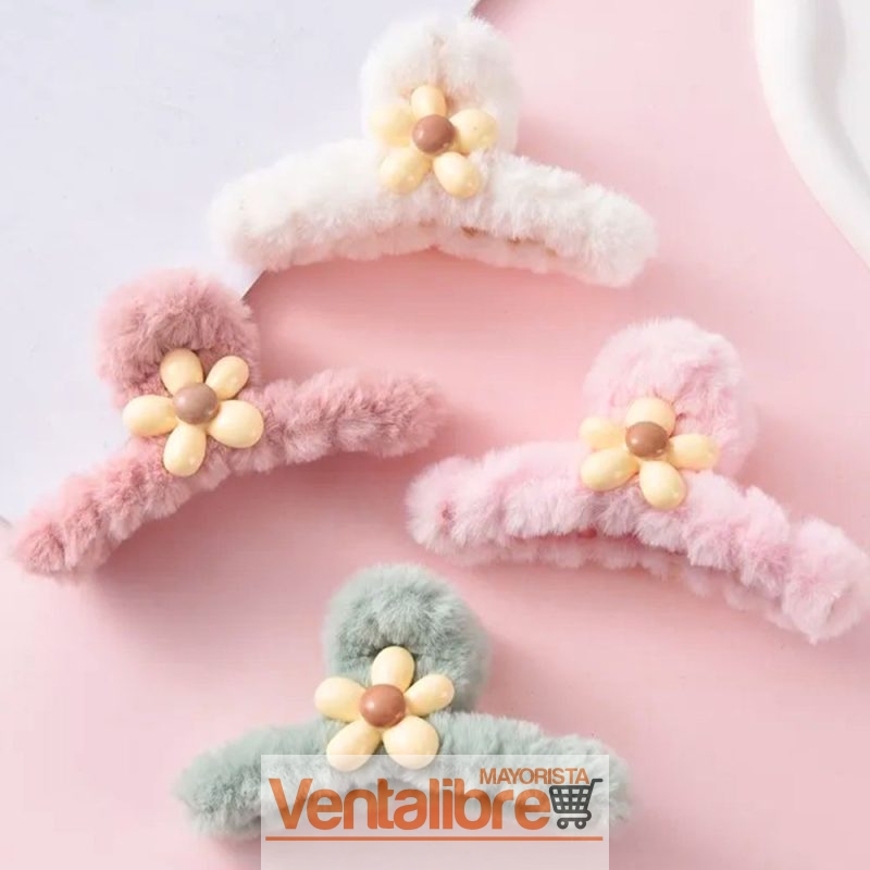 BROCHE DE PELO PELUCHE FORMA DE FLOR 11 CM.