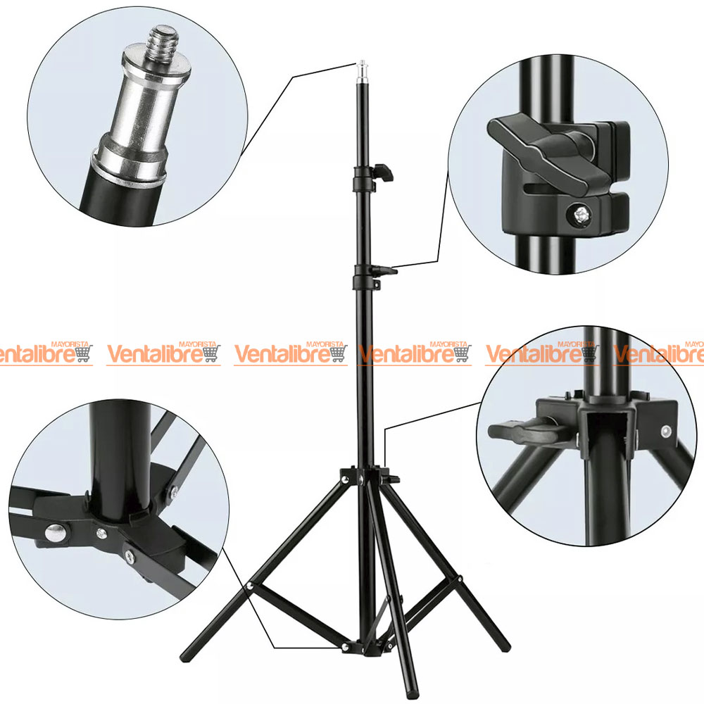 TRÍPODE METAL PLEGABLE HASTA 2.1 MTS. EXCELENTE CALIDAD