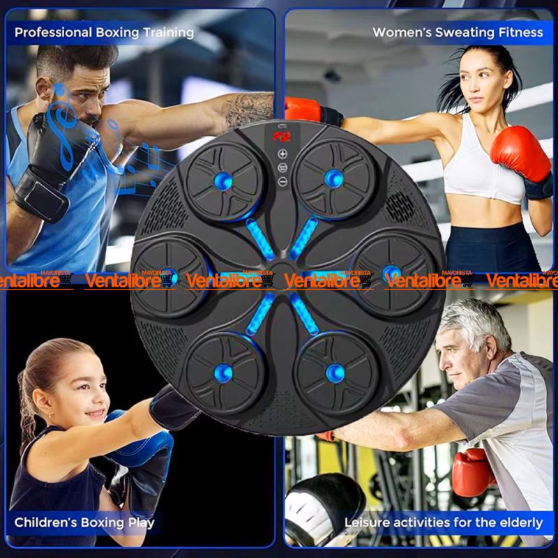 MAQUINA DE BOXEO BLUETOOTH RECARGABLE CON SONIDO Y LUCES