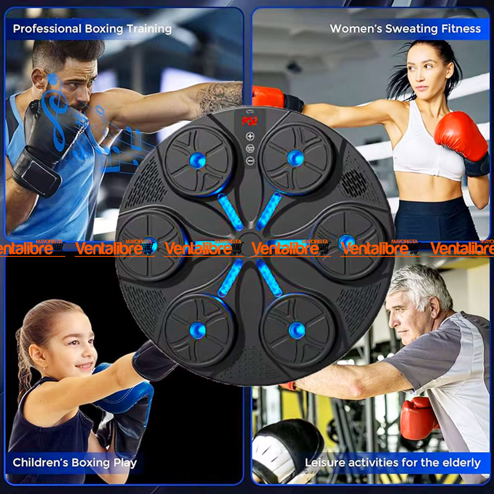 MAQUINA DE BOXEO BLUETOOTH RECARGABLE CON SONIDO Y LUCES
