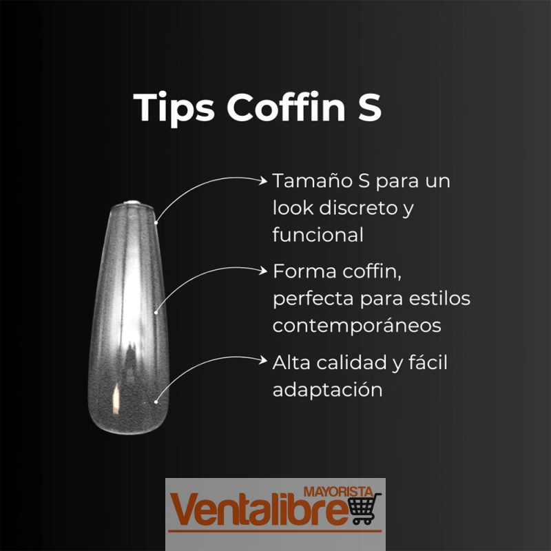 TIPS PARA UÑAS POSTIZAS FORMA COFFIN S X100 PCS. - Imagen 4