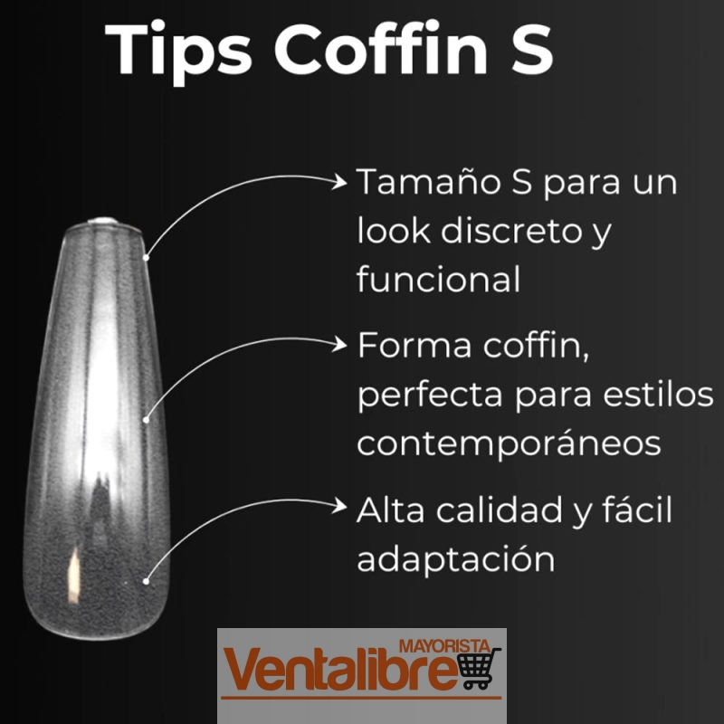 TIPS PARA UÑAS POSTIZAS FORMA COFFIN S X100 PCS. - Imagen 3
