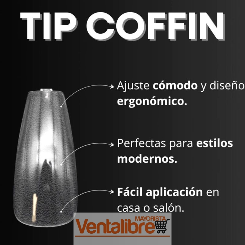 TIPS SOFT GEL FORMA COFFIN EN ESTUCHE X 240 PCS. - Imagen 2