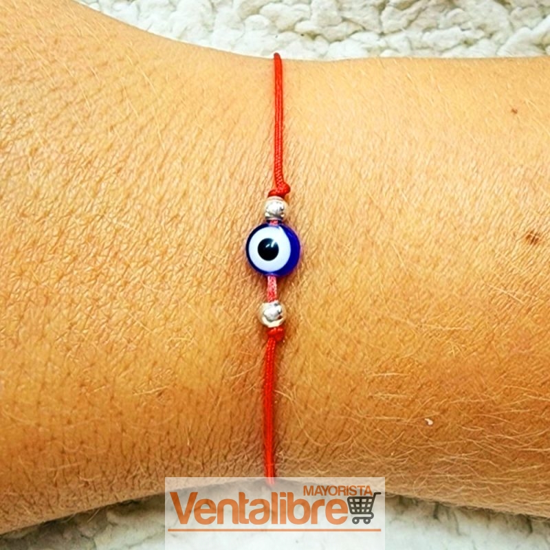PULSERA HILO ROJO PROTECTOR OJO AZUL REGULABLE