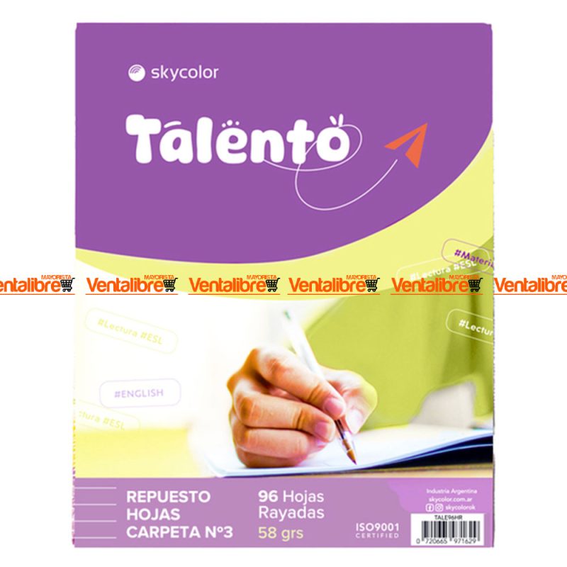 REPUESTO ESCOLAR TALENTO DE 58 GS. X 96 HJS. RAYADO