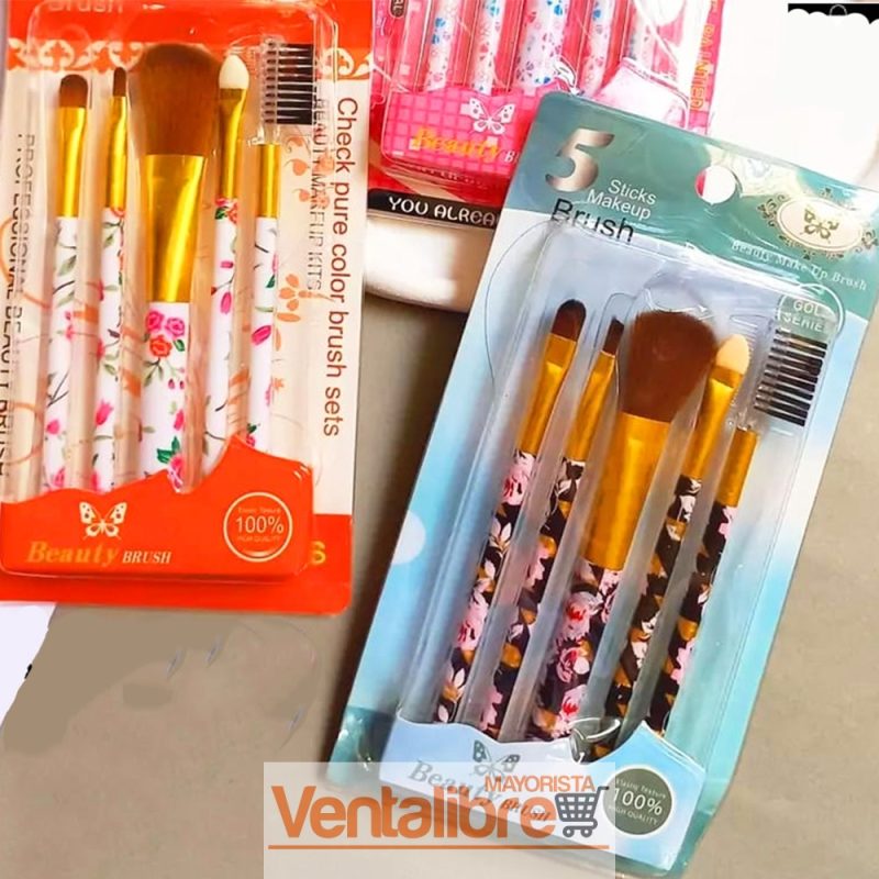 SET DE 5 BROCHAS PARA MAQUILLAJE PROFESIONALES