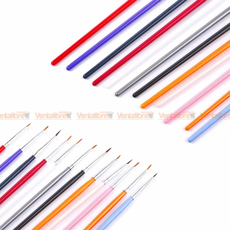 JUEGO DE PINCELES PROFESIONALES LINERS PARA MANICURA X 12 UNI. - Imagen 2