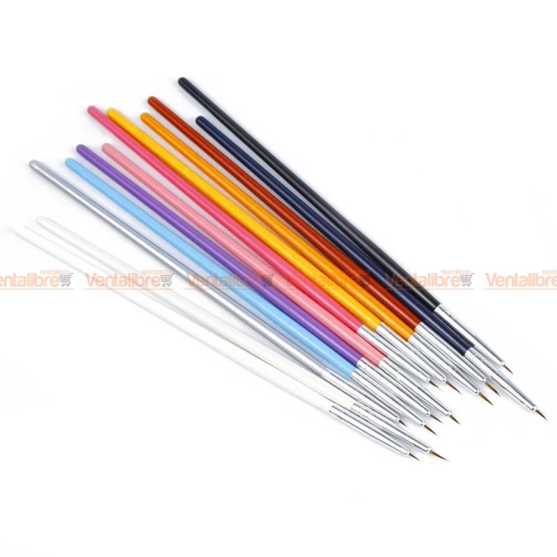 JUEGO DE PINCELES PROFESIONALES LINERS PARA MANICURA X 12 UNI. - Imagen 3