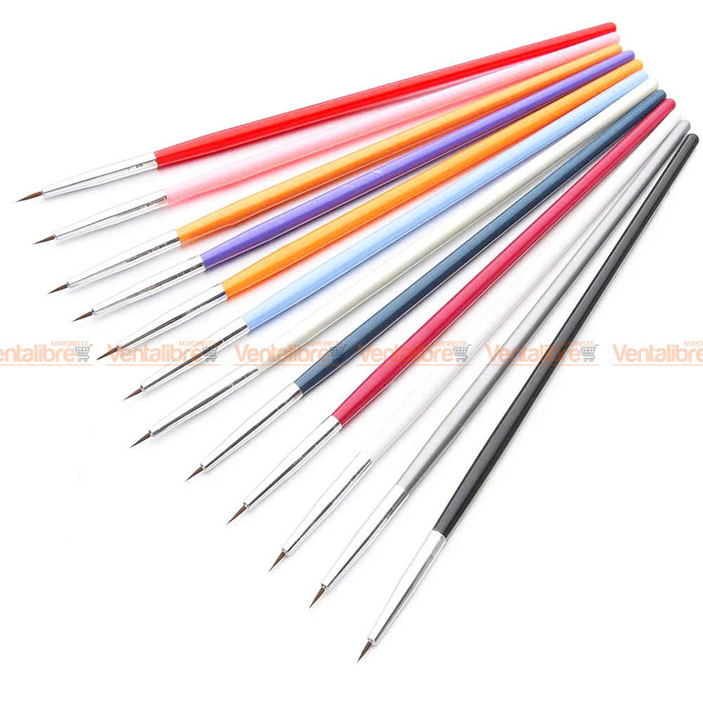 JUEGO DE PINCELES PROFESIONALES LINERS PARA MANICURA X 12 UNI.