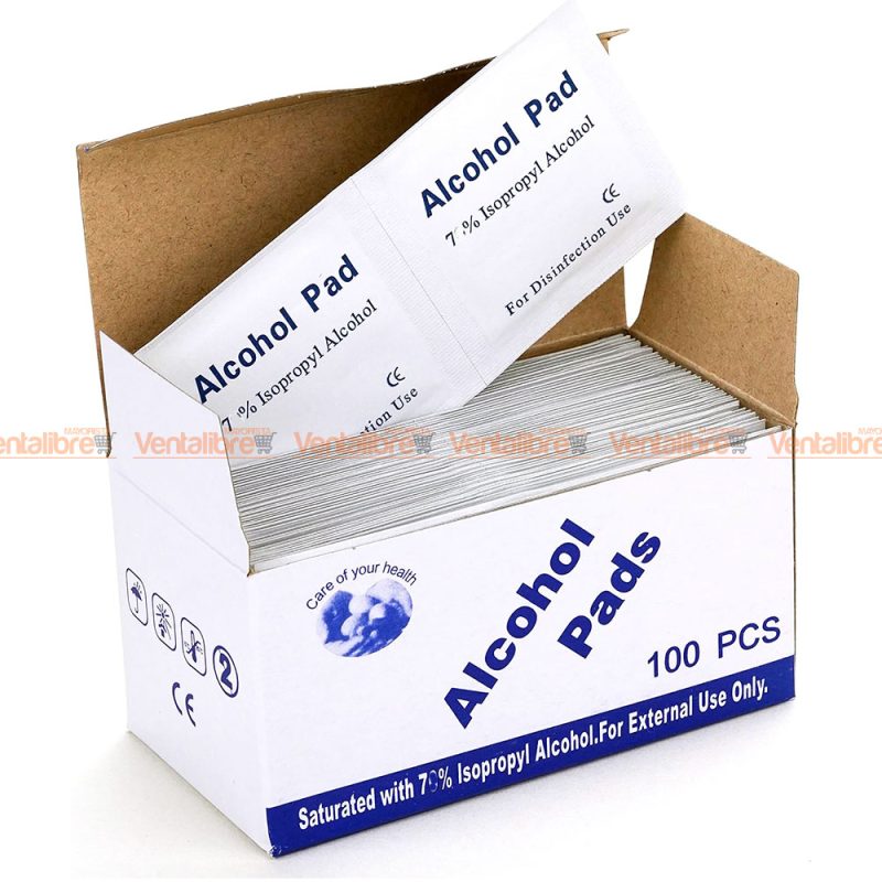 ALCOHOL EN PADS 70% DE ALCOHOL CAJA X 100 UNI.