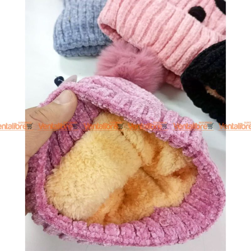 GORROS PANDA FORRADO CON CORDERITO VARIOS COLORES - Image 2