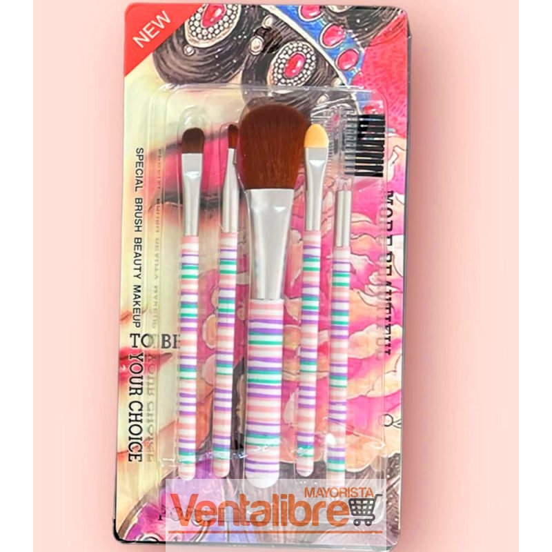 SET DE 5 BROCHAS PARA MAQUILLAJE PROFESIONALES