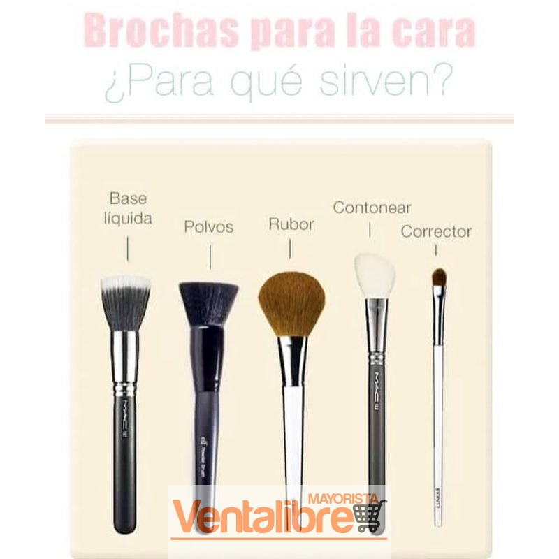 SET DE 5 BROCHAS PARA MAQUILLAJE PROFESIONALES - Imagen 3