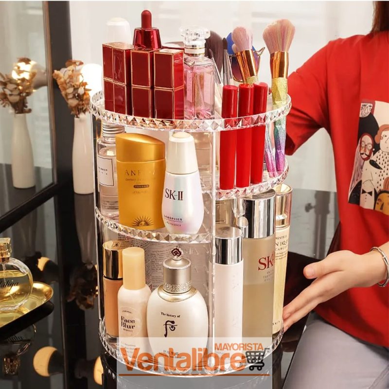 ORGANIZADOR GIRATORIO DE MAQUILLAJE ACRÍLICO GRANDE