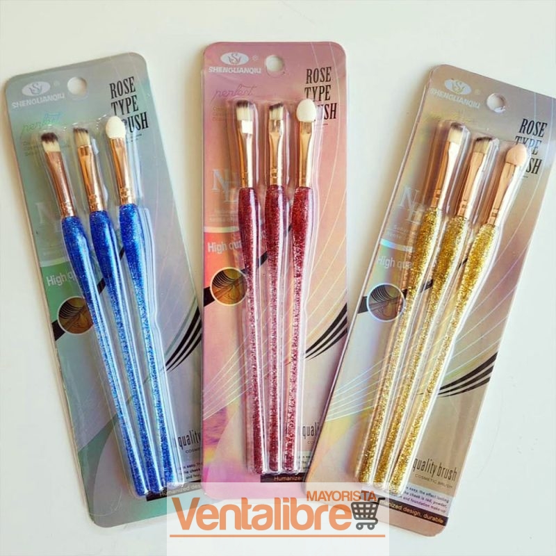 SET DE PINCELES PARA MAQUILLAJE DE OJOS BLÍSTER X 3 PZAS.