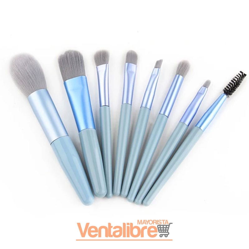 JUEGO DE BROCHAS PARA MAQUILLAJE 8 PZAS. VARIOS COLORES - Imagen 3