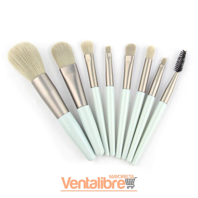 JUEGO DE BROCHAS PARA MAQUILLAJE 8 PZAS. VARIOS COLORES - Imagen 5