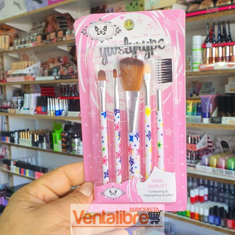 SET DE 5 BROCHAS PARA MAQUILLAJE PROFESIONALES - Imagen 2
