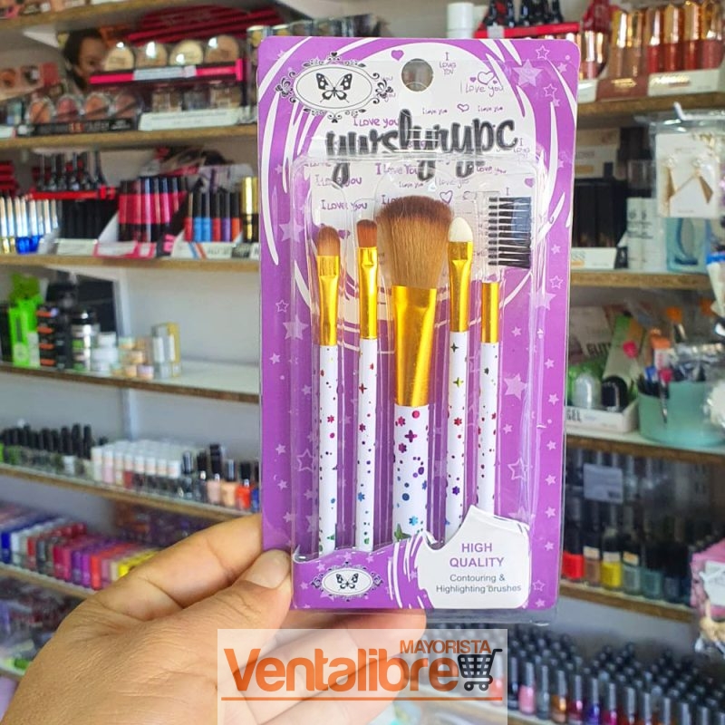 SET DE 5 BROCHAS PARA MAQUILLAJE PROFESIONALES - Imagen 3