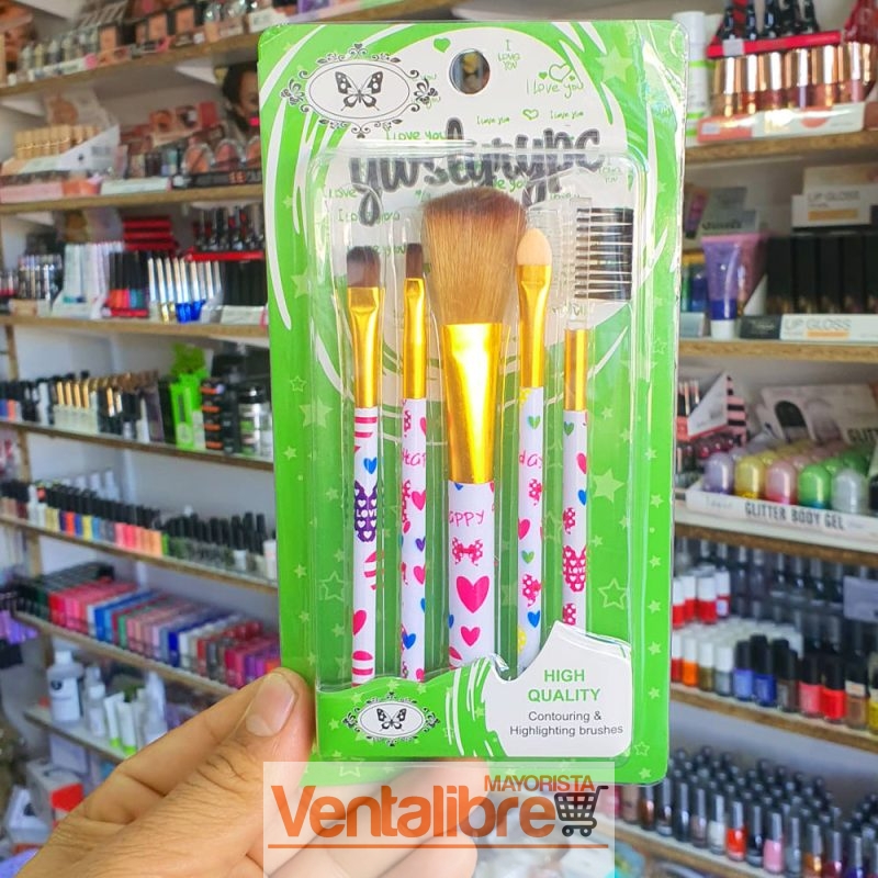 SET DE 5 BROCHAS PARA MAQUILLAJE PROFESIONALES - Imagen 4