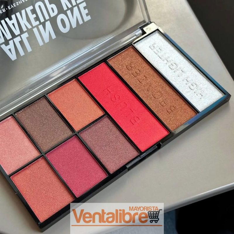 PALETA DE SOMBRA PARA OJOS + ILUMINADOR + RUBOR + POLVO COMPACTO