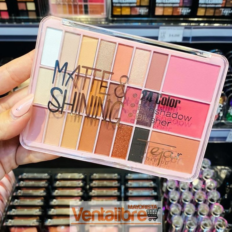 PALETA DE SOMBRA SHINNING & MATTE + RUBOR X 24 COLORES LARGA DURACIÓN