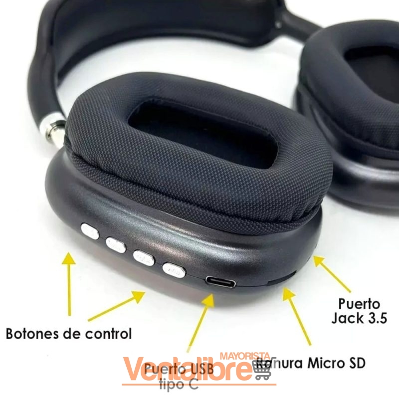 AURICULAR INALÁMBRICO P9 PLUS MAX BLUETOOTH V5.3 CON MICRÓFONO - Imagen 2