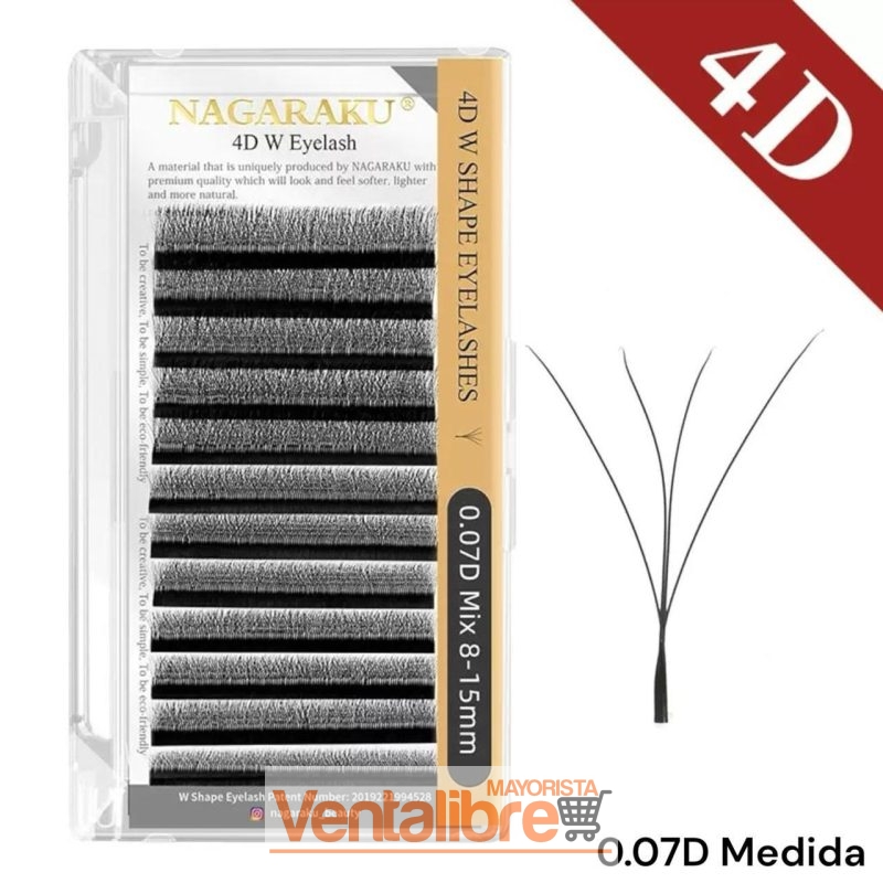 EXTENSIONES DE PESTAÑAS TECNOLÓGICAS 4D W NAGARAKU 0.07D MEDIDA ÚNICA