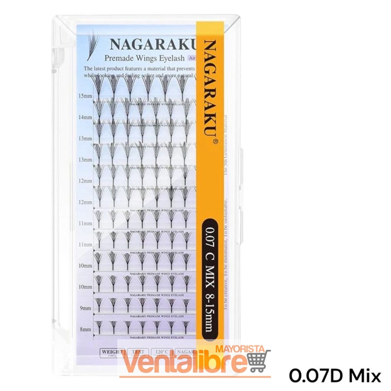 EXTENSIONES DE PESTAÑAS PREMADE WINGS NAGARAKU 0.07D MIX