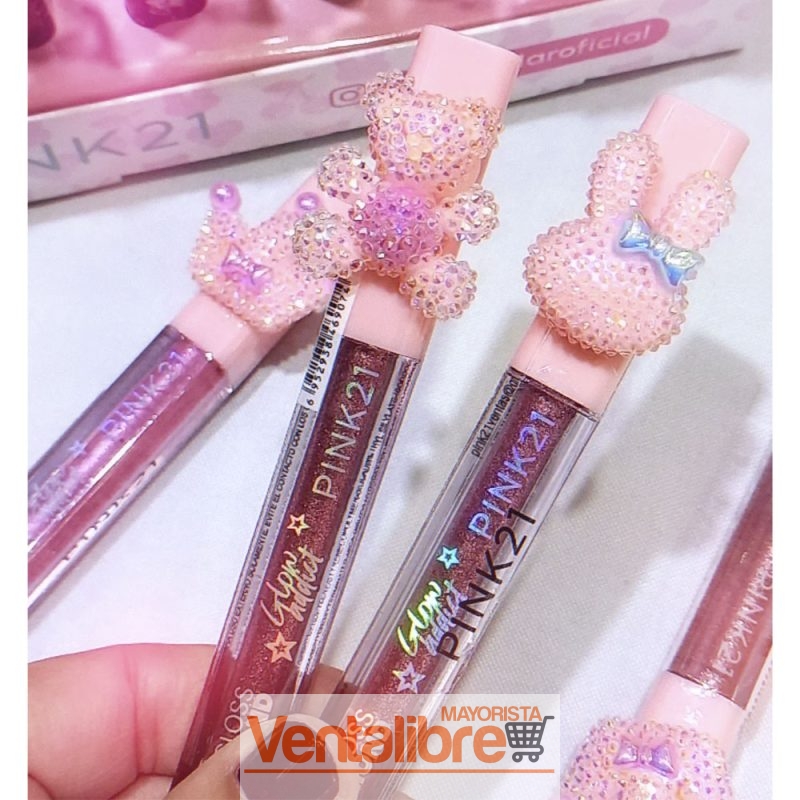 BRILLO LABIAL PARA TEENS EFECTO DIAMANTE 5 DISEÑOS 2 TONOS