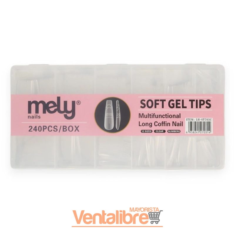 SOFT GEL TIPS MULTIFUNCTIONAL LONG COFFIN NAIL X 240 PCS. - Imagen 2