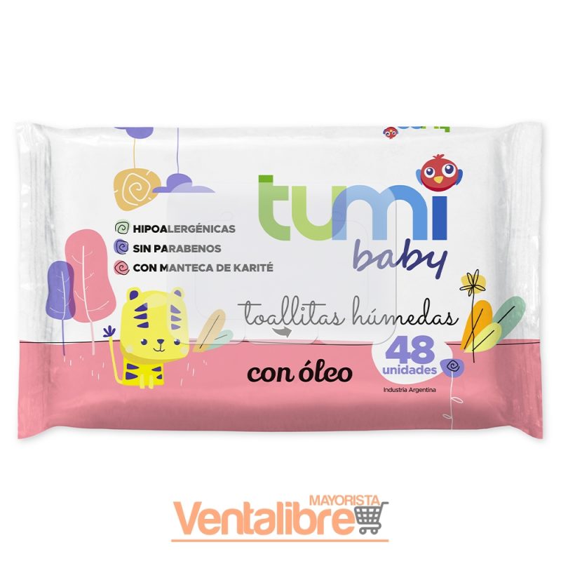 TOALLAS HÚMEDAS PLANAS PARA BEBÉ X 48 U. CON ÓLEO SIN PARABENOS